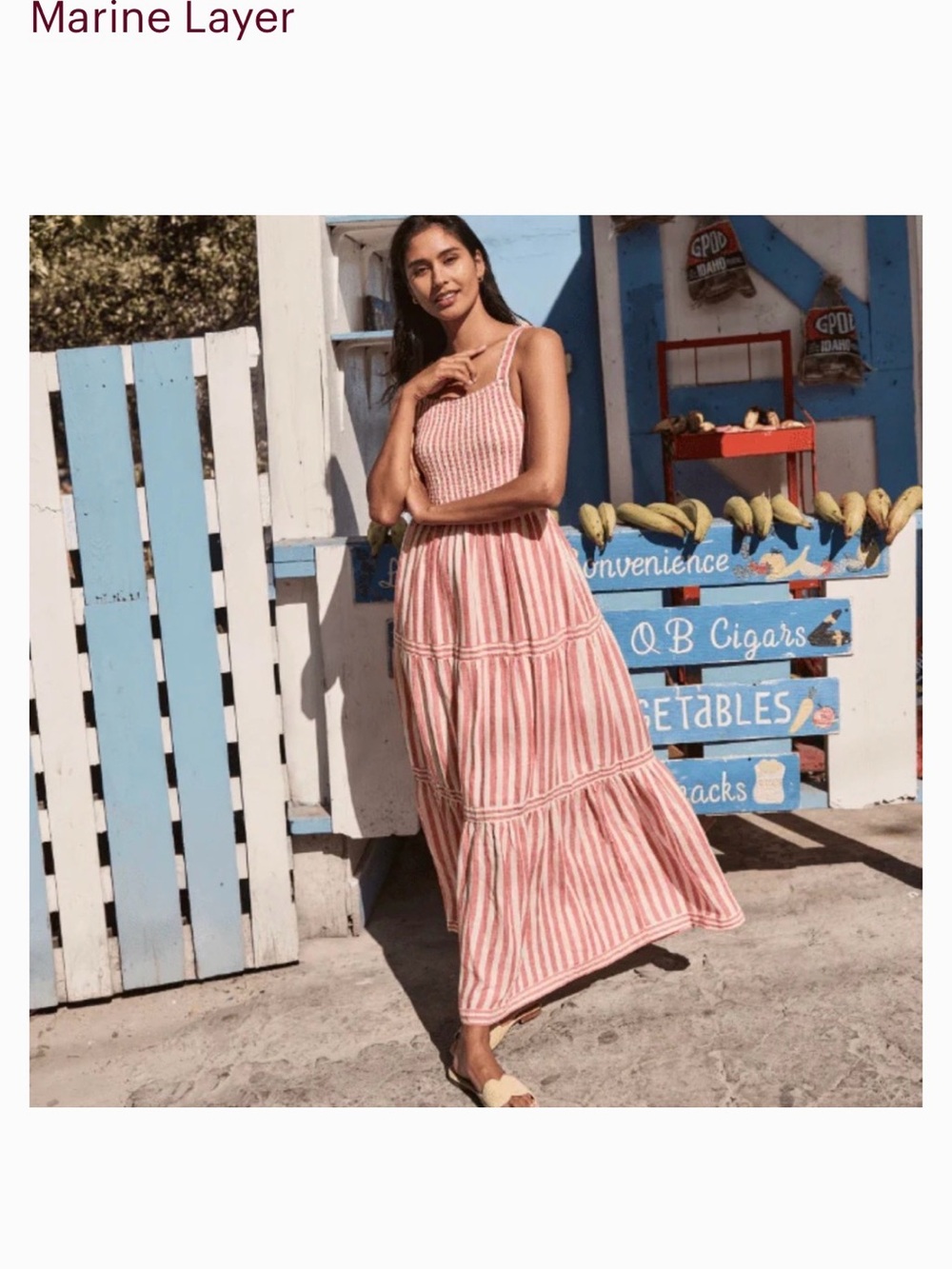 Marine Layer Selene Maxi Dress Hibiscus Stripe